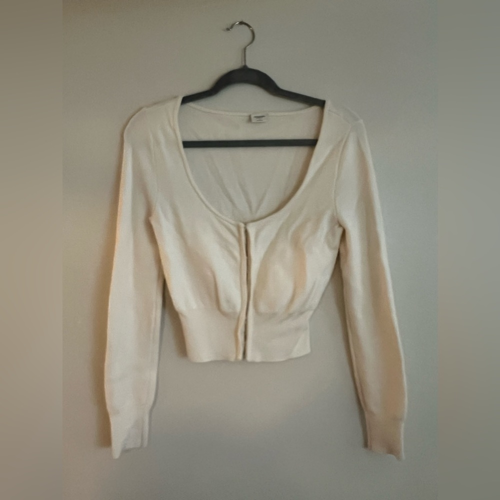 Abercrombie Hook & Eye Slim Cardi Scoop Neck Cropped Sweater Top Size S